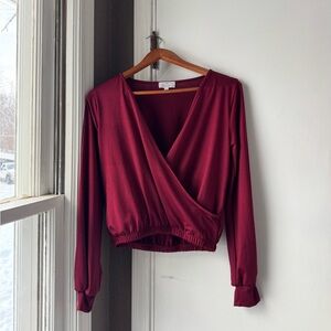 Chic Burgundy V-Neck Blouse